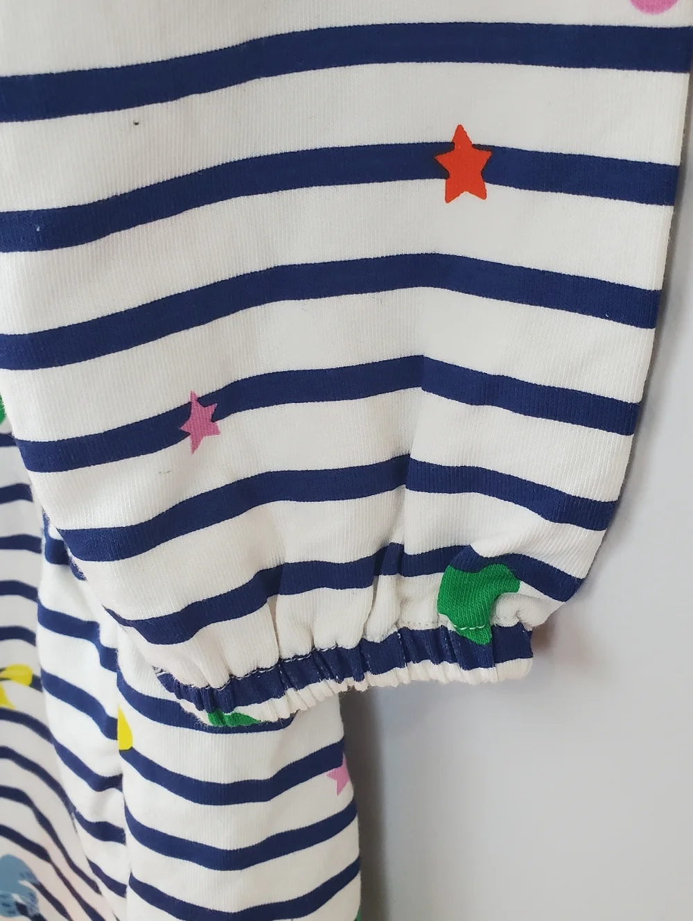 Mini Boden Tiered Sweatshirt Dress Navy/ Ivory Stripe Size 6-7Y